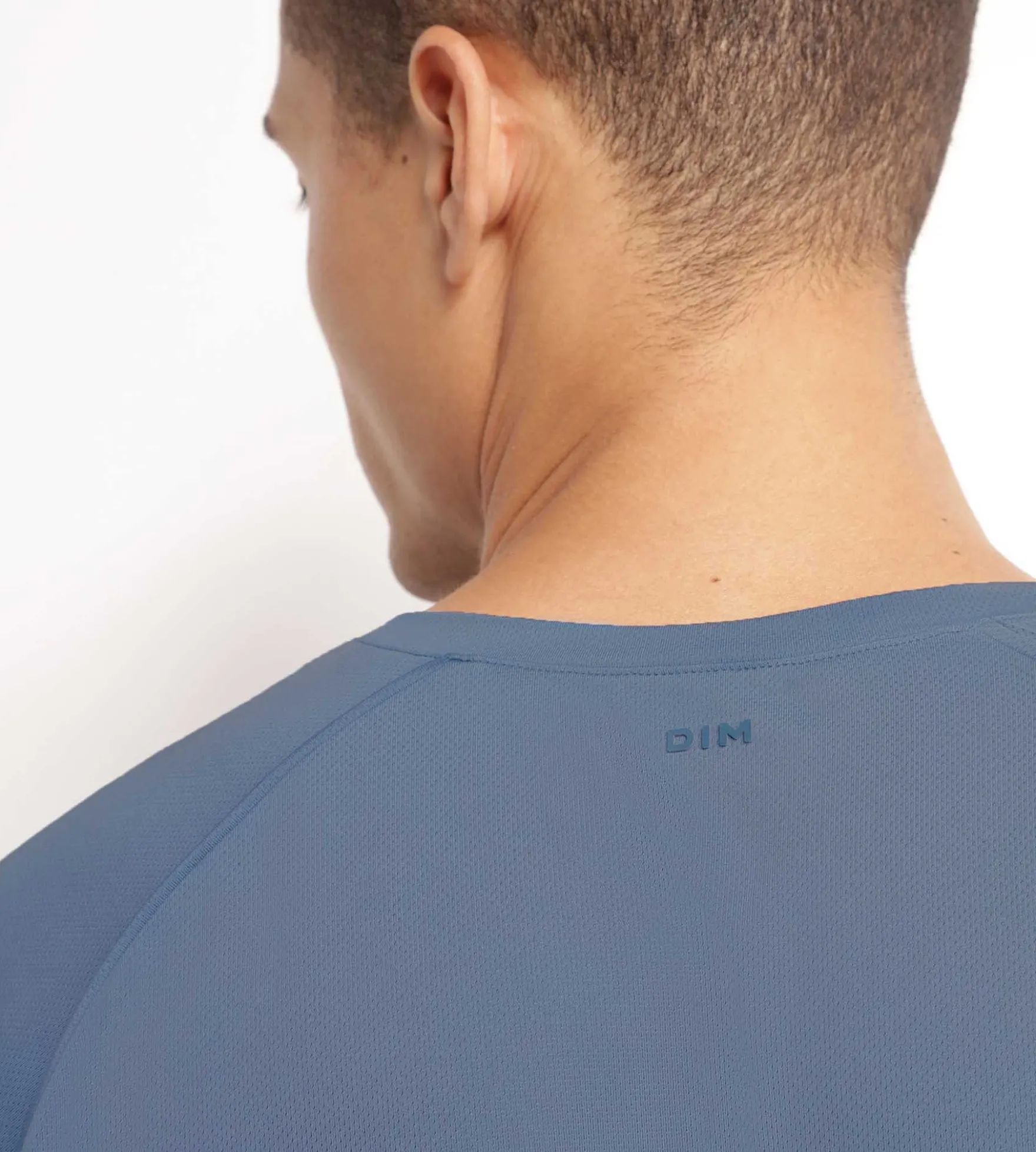 T-shirt de sport homme en matière aérée Bleu Jean Dim Move