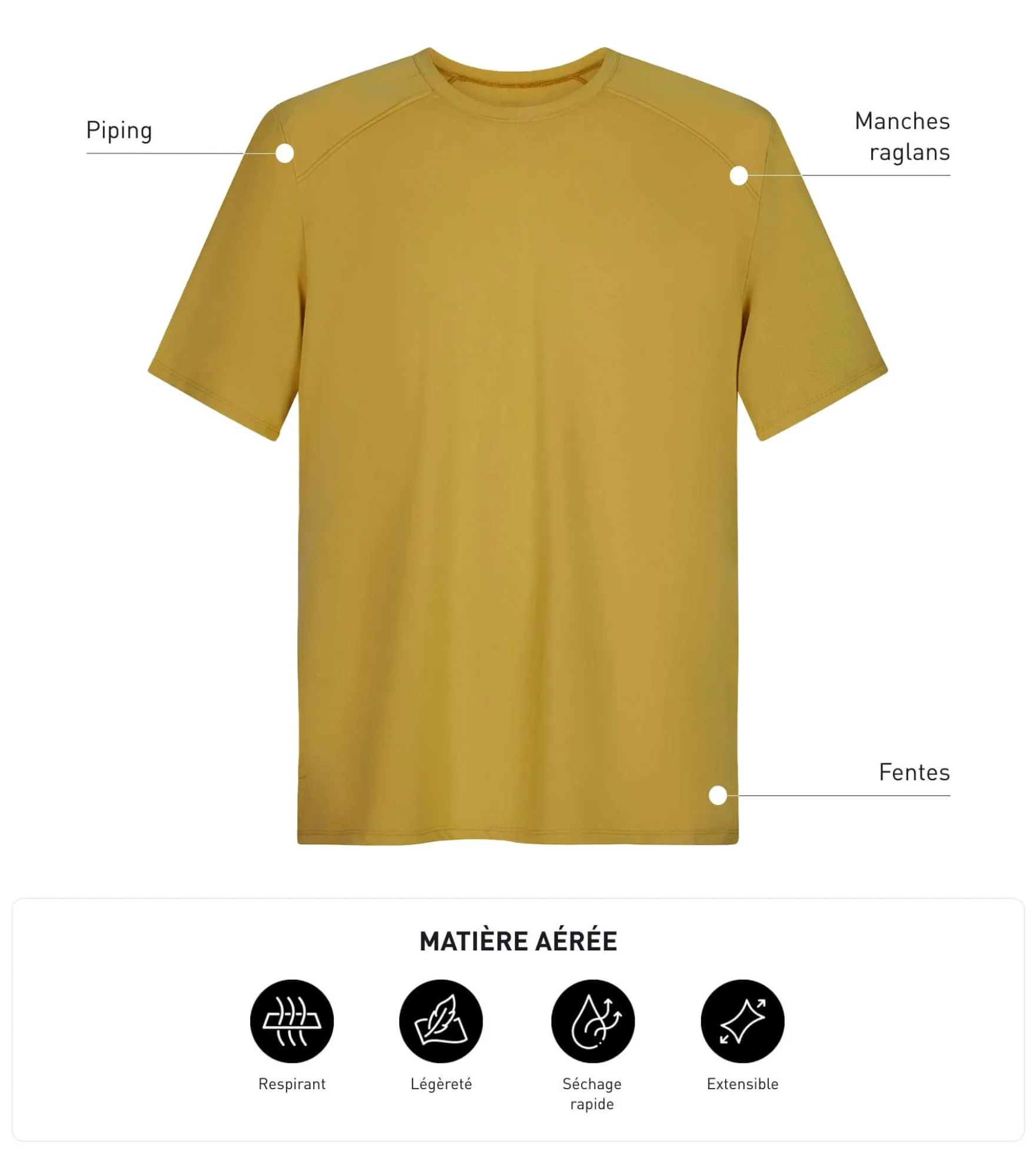 T-shirt de sport homme en matière aérée Olive Dim Move