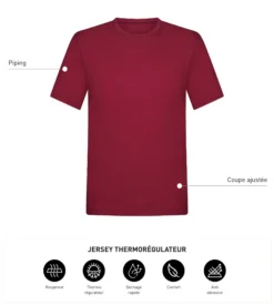T-shirt de sport homme thermorégulateur en jersey Bordeaux Dim Move