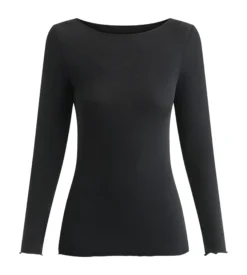 T-shirt femme col bateau Noir Dim Thermal