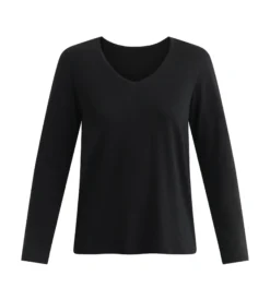 T-shirt femme en coton à manches longues Noir Dim Thermal