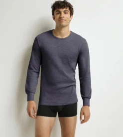 T-shirt homme en coton gris bleuté Dim Thermal