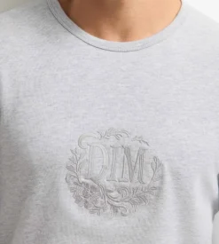 T-shirt homme manches longues col rond gris mélange Dim Interlock