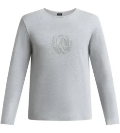 T-shirt homme manches longues col rond gris mélange Dim Interlock