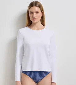 T-Shirt manches longues coton gratté blanc Thermal